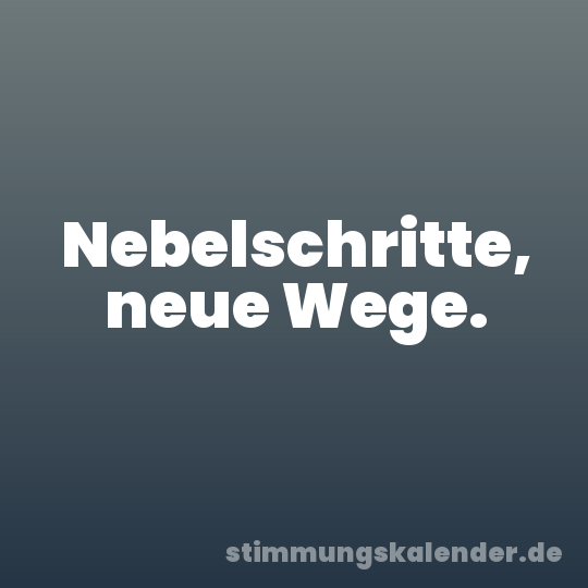 Nebelschritte, neue Wege.