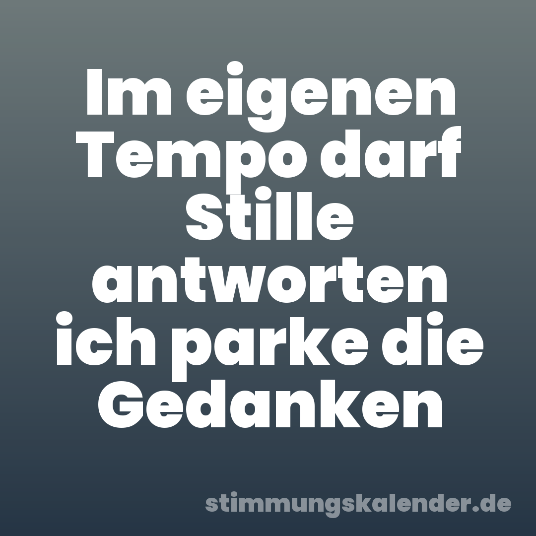 Im eigenen Tempo darf Stille antworten ich parke die Gedanken