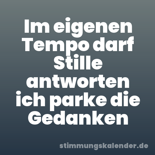 Im eigenen Tempo darf Stille antworten ich parke die Gedanken