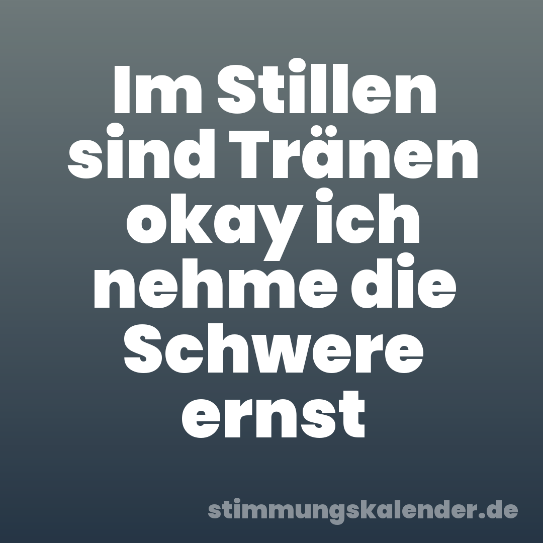 Im Stillen sind Tränen okay ich nehme die Schwere ernst