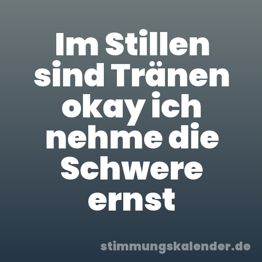 Im Stillen sind Tränen okay ich nehme die Schwere ernst