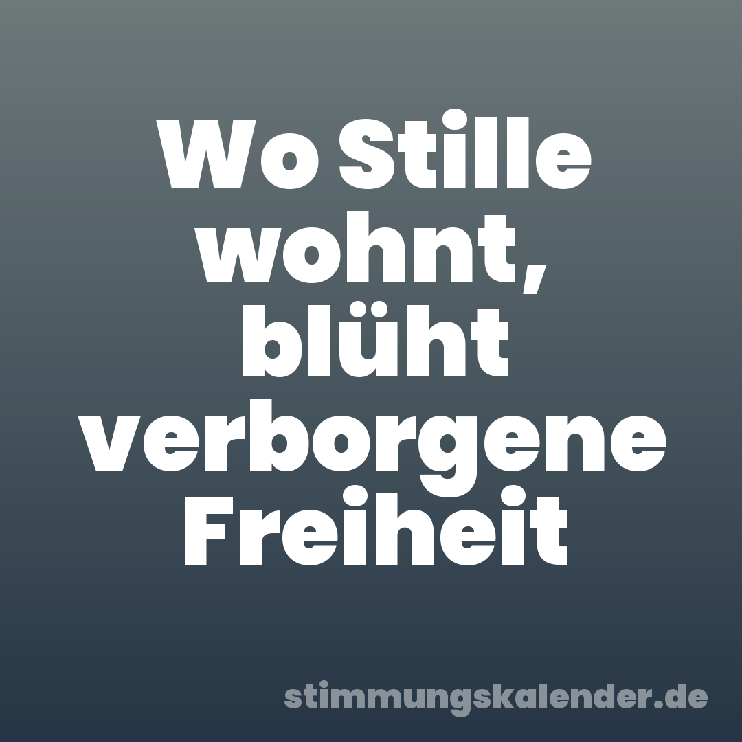 Wo Stille wohnt, blüht verborgene Freiheit