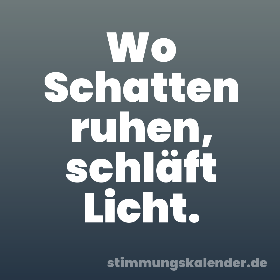 Wo Schatten ruhen, schläft Licht.