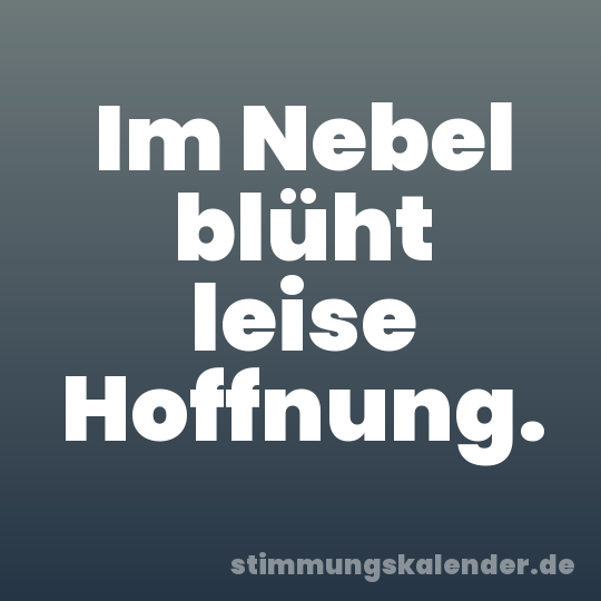 Im Nebel blüht leise Hoffnung.