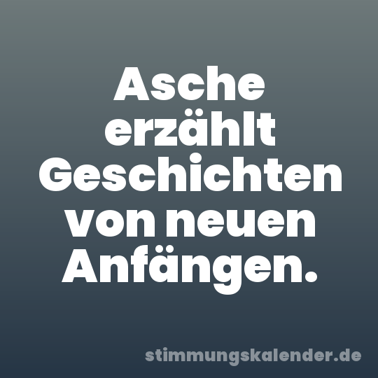 Asche erzählt Geschichten von neuen Anfängen.
