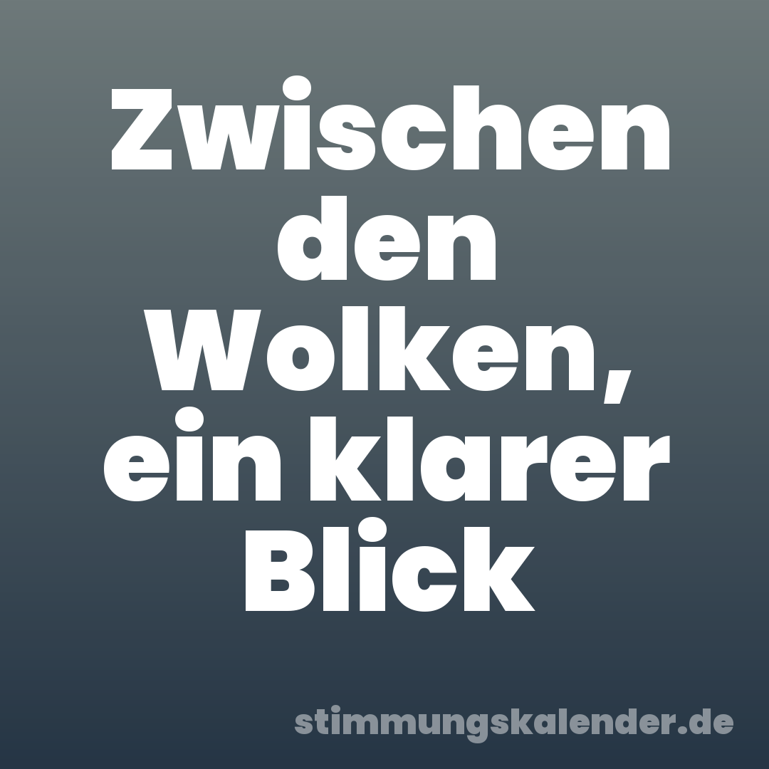 Zwischen den Wolken, ein klarer Blick