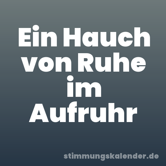 Ein Hauch von Ruhe im Aufruhr