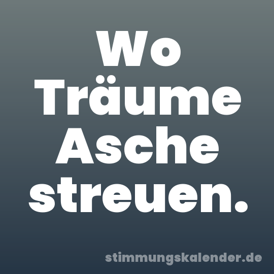 Wo Träume Asche streuen.