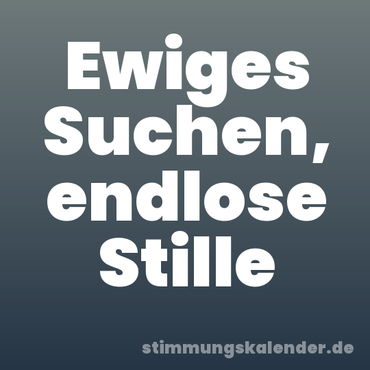 Ewiges Suchen, endlose Stille