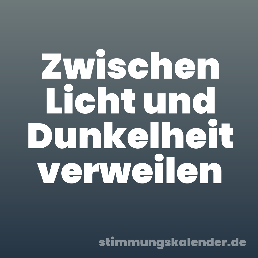 Zwischen Licht und Dunkelheit verweilen