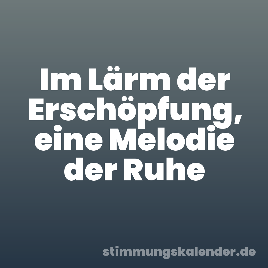 Im Lärm der Erschöpfung, eine Melodie der Ruhe