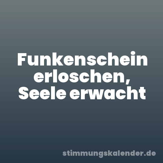 Funkenschein erloschen, Seele erwacht