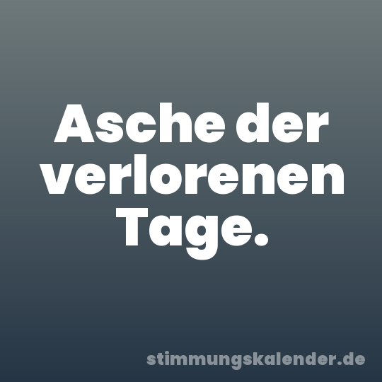 Asche der verlorenen Tage.