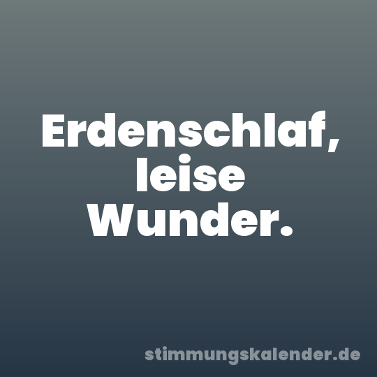 Erdenschlaf, leise Wunder.