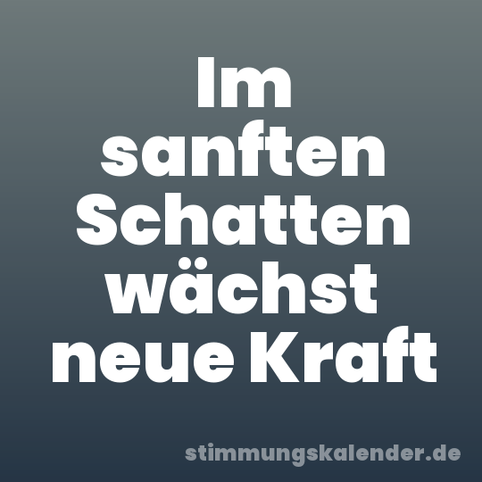Im sanften Schatten wächst neue Kraft