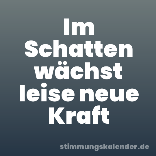 Im Schatten wächst leise neue Kraft