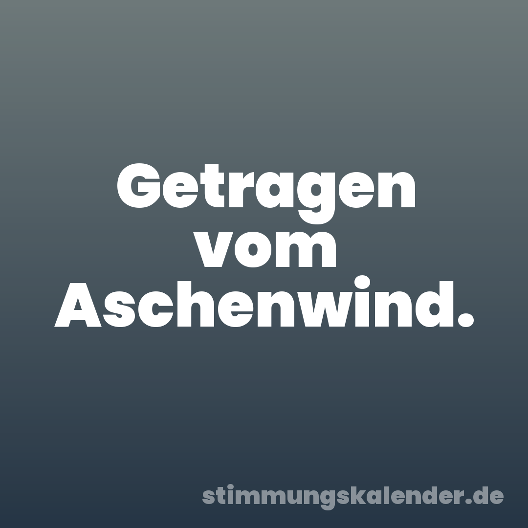 Getragen vom Aschenwind.