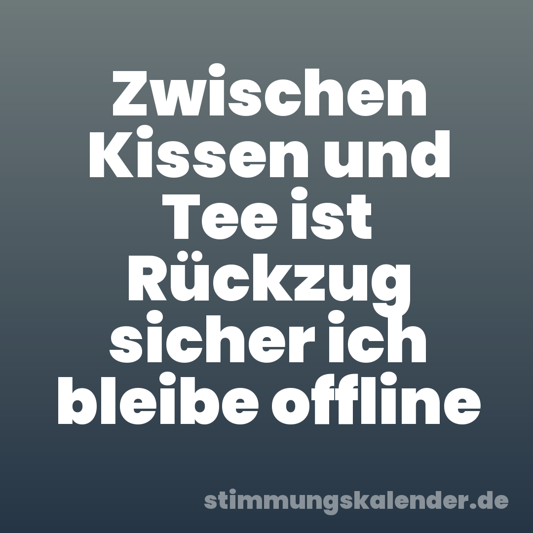Zwischen Kissen und Tee ist Rückzug sicher ich bleibe offline