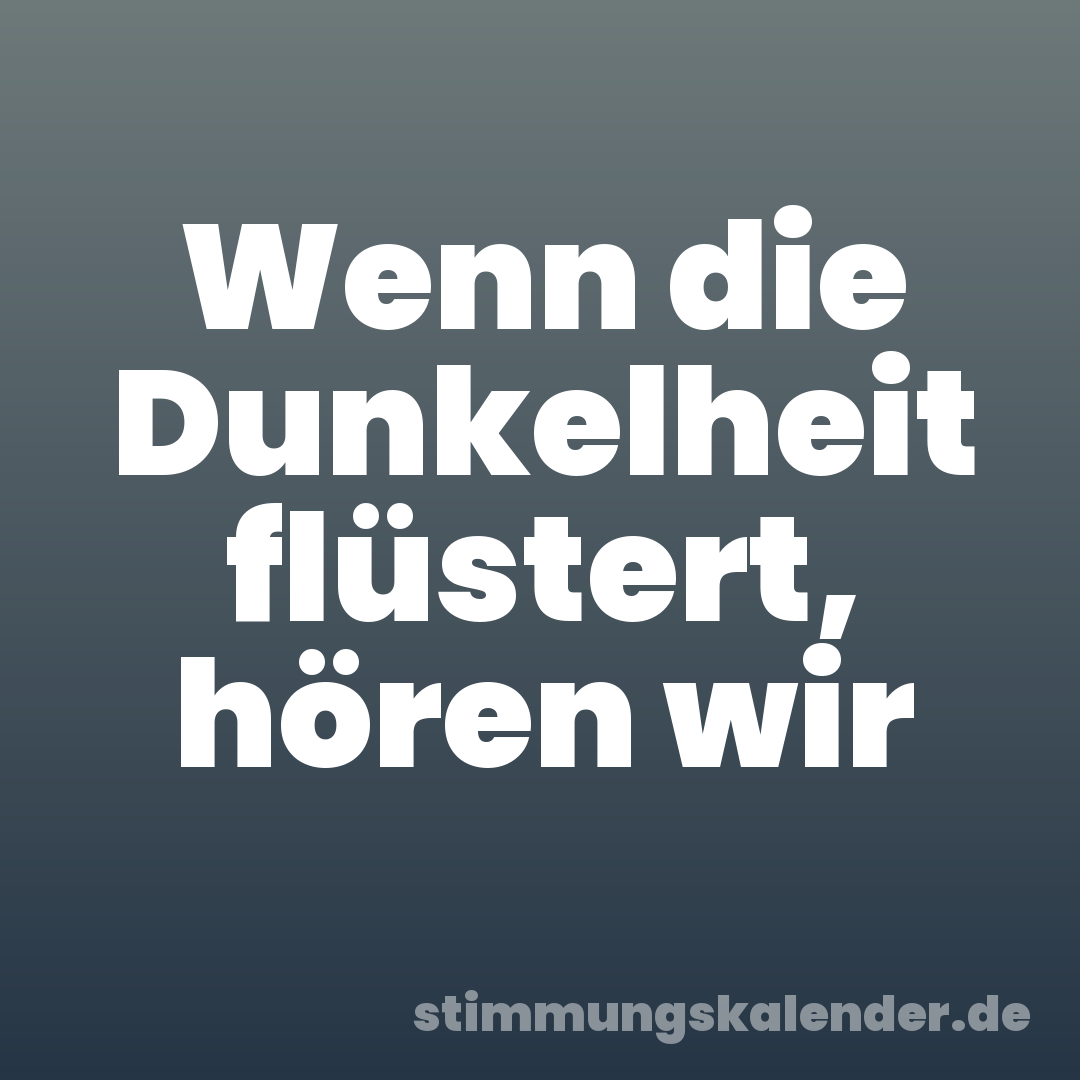 Wenn die Dunkelheit flüstert, hören wir