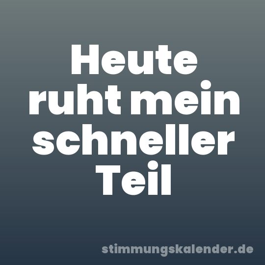 Heute ruht mein schneller Teil