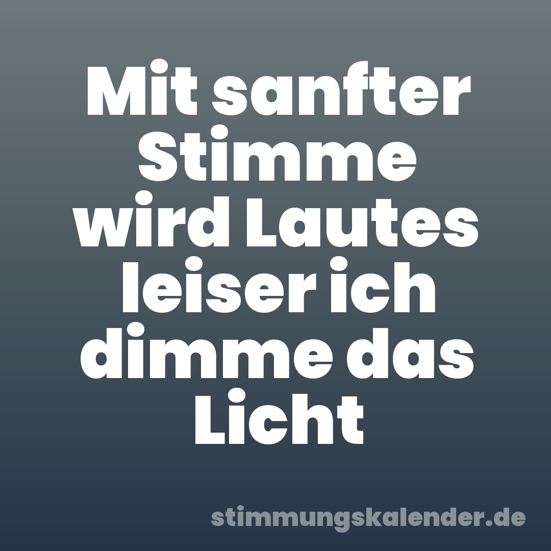 Mit sanfter Stimme wird Lautes leiser ich dimme das Licht