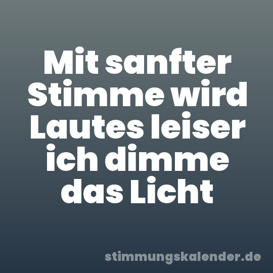Mit sanfter Stimme wird Lautes leiser ich dimme das Licht
