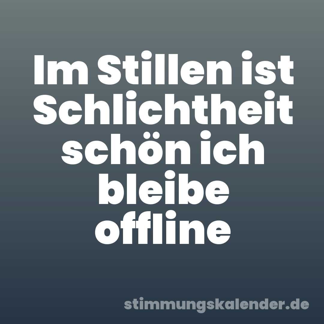 Im Stillen ist Schlichtheit schön ich bleibe offline