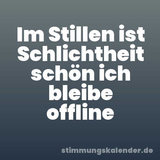 Im Stillen ist Schlichtheit schön ich bleibe offline