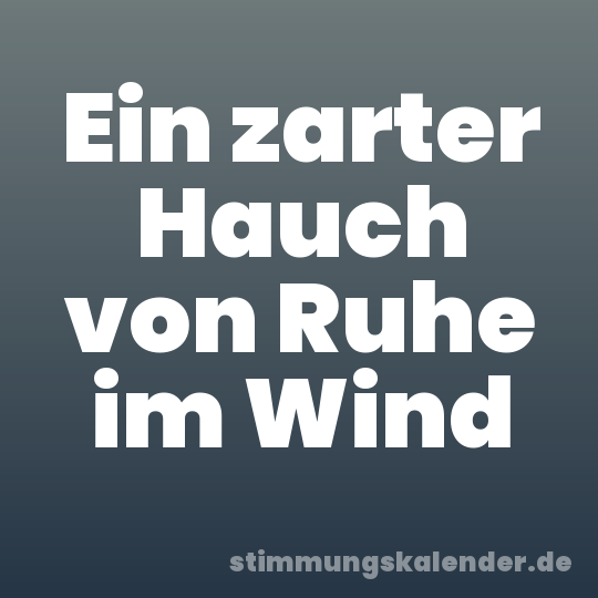 Ein zarter Hauch von Ruhe im Wind