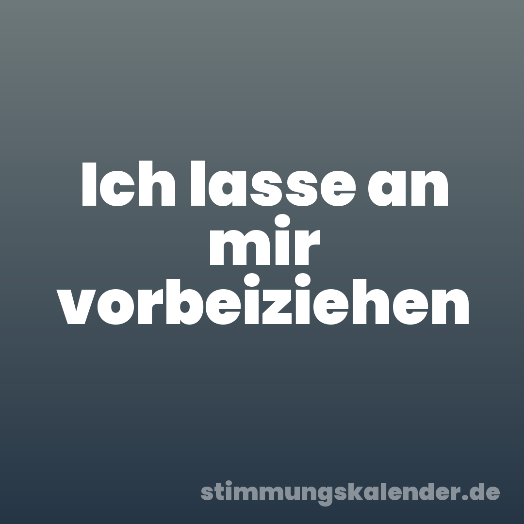Ich lasse an mir vorbeiziehen