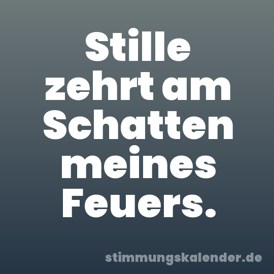Stille zehrt am Schatten meines Feuers.