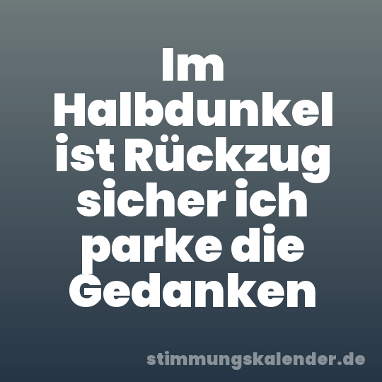 Im Halbdunkel ist Rückzug sicher ich parke die Gedanken