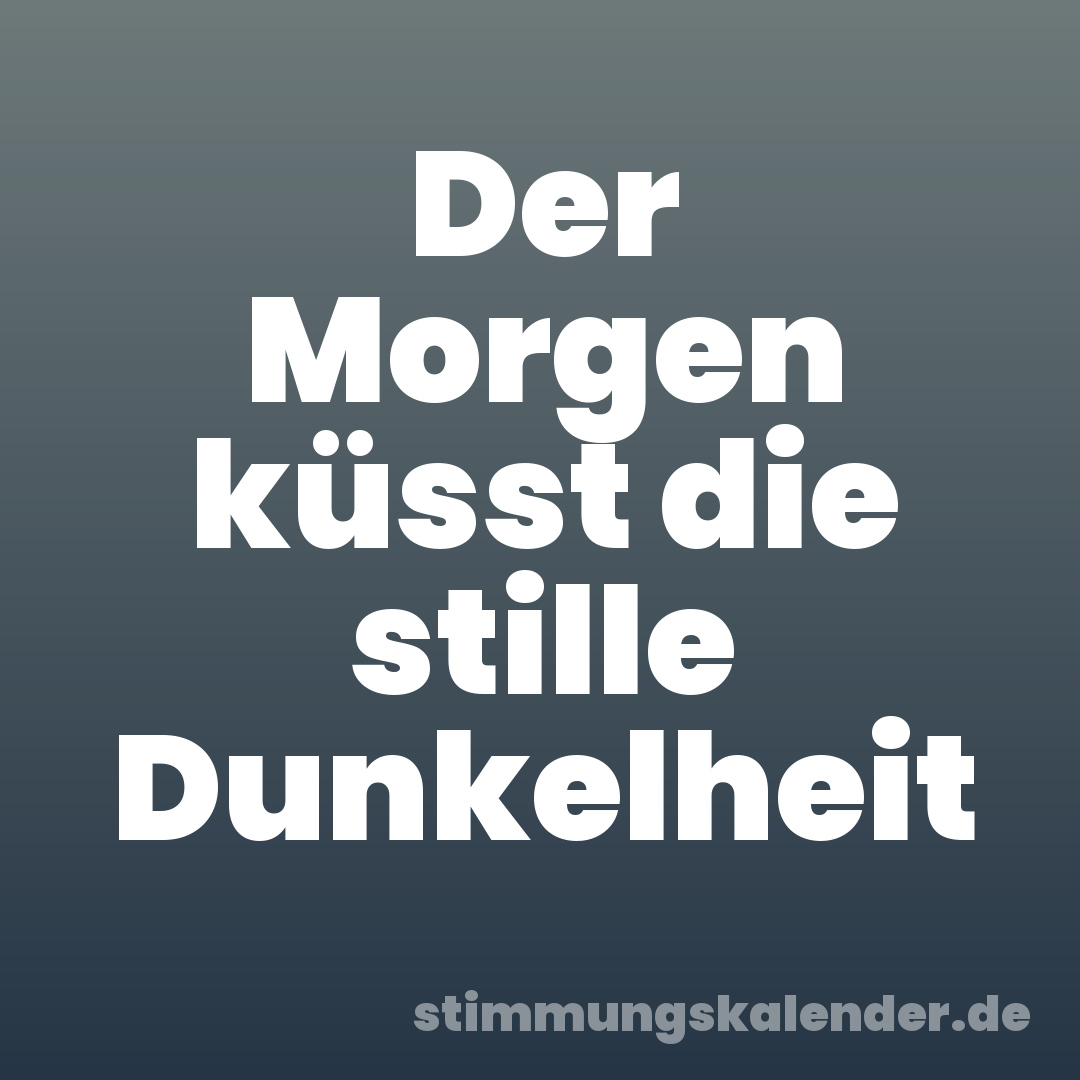 Der Morgen küsst die stille Dunkelheit
