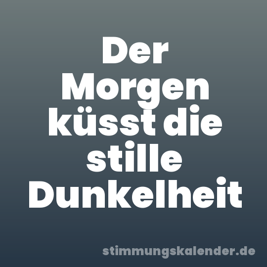 Der Morgen küsst die stille Dunkelheit