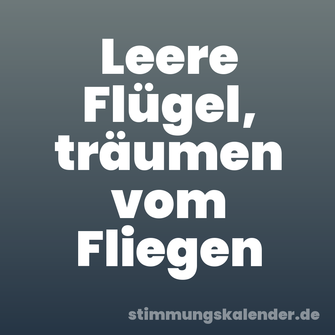 Leere Flügel, träumen vom Fliegen