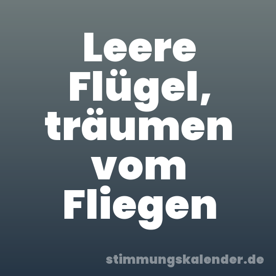 Leere Flügel, träumen vom Fliegen