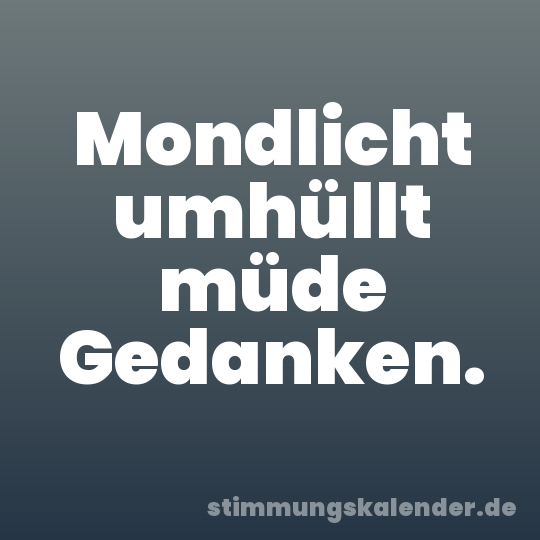 Mondlicht umhüllt müde Gedanken.