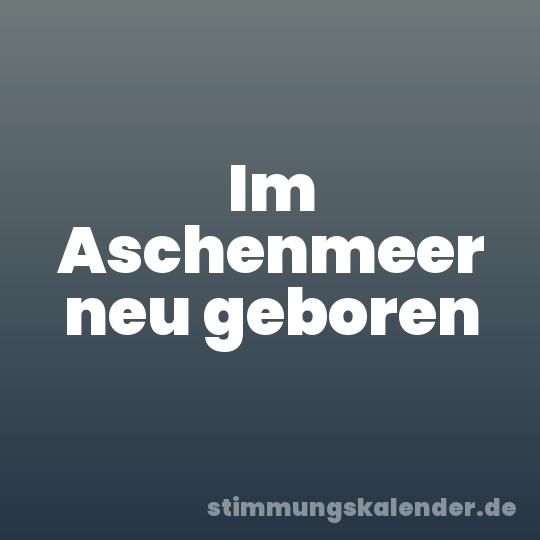 Im Aschenmeer neu geboren
