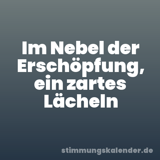 Im Nebel der Erschöpfung, ein zartes Lächeln