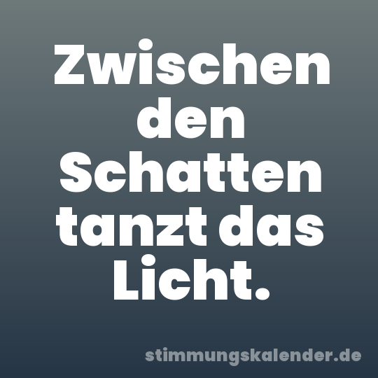 Zwischen den Schatten tanzt das Licht.