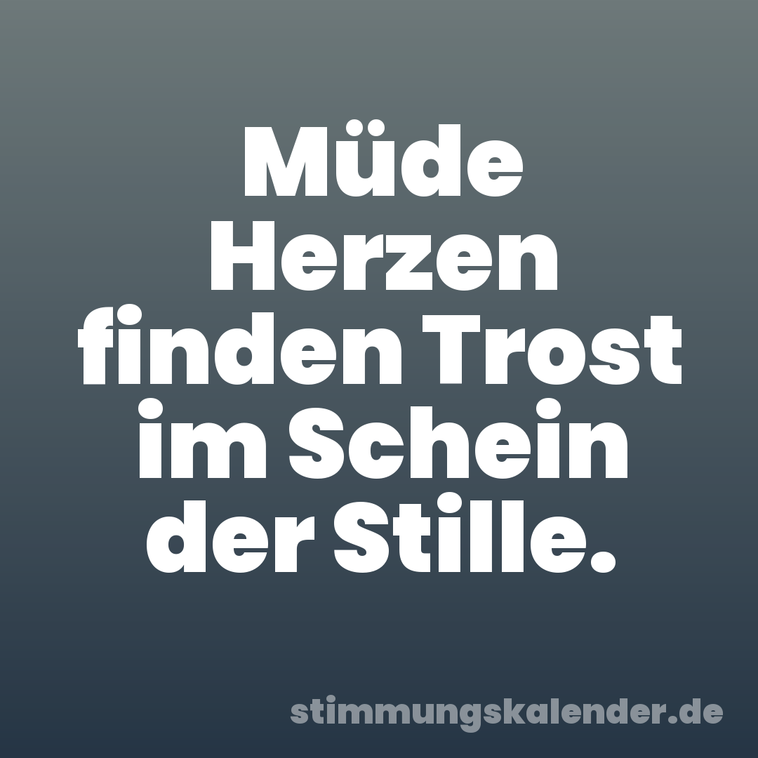 Müde Herzen finden Trost im Schein der Stille.