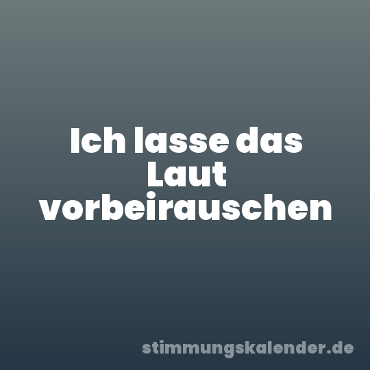 Ich lasse das Laut vorbeirauschen