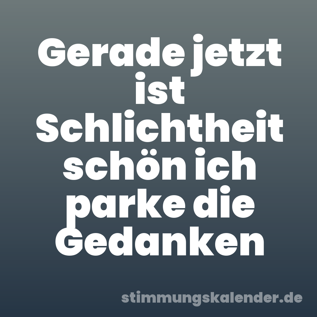 Gerade jetzt ist Schlichtheit schön ich parke die Gedanken