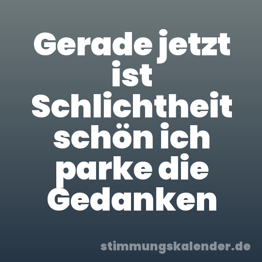 Gerade jetzt ist Schlichtheit schön ich parke die Gedanken