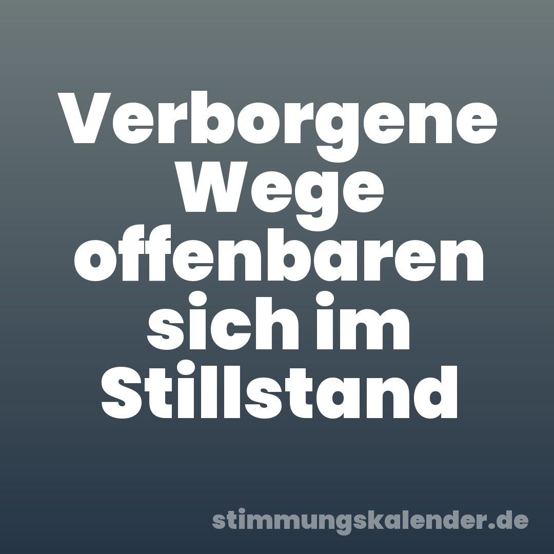 Verborgene Wege offenbaren sich im Stillstand