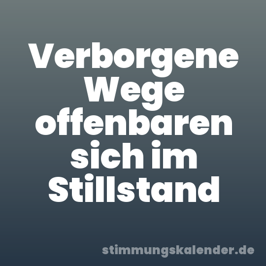 Verborgene Wege offenbaren sich im Stillstand