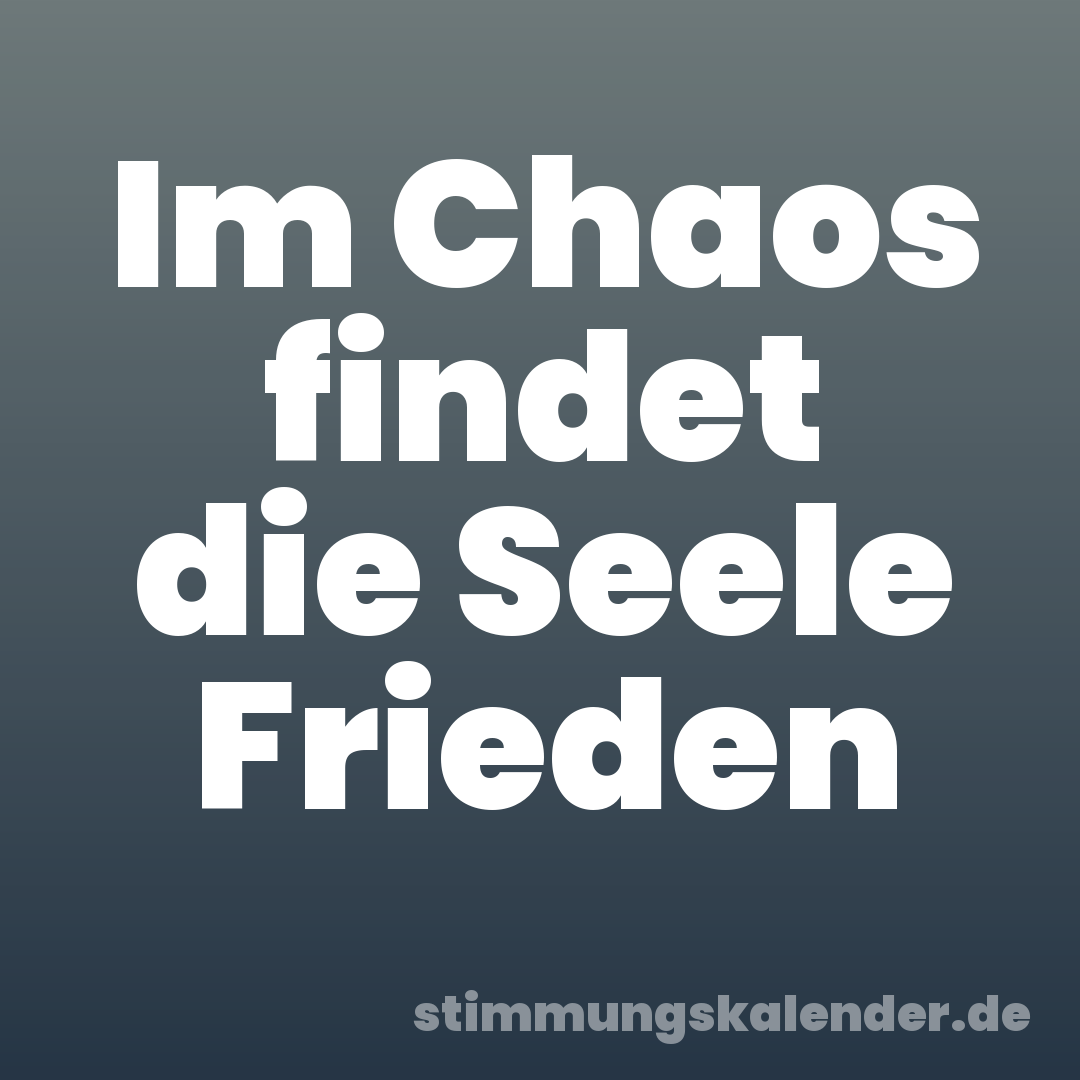 Im Chaos findet die Seele Frieden