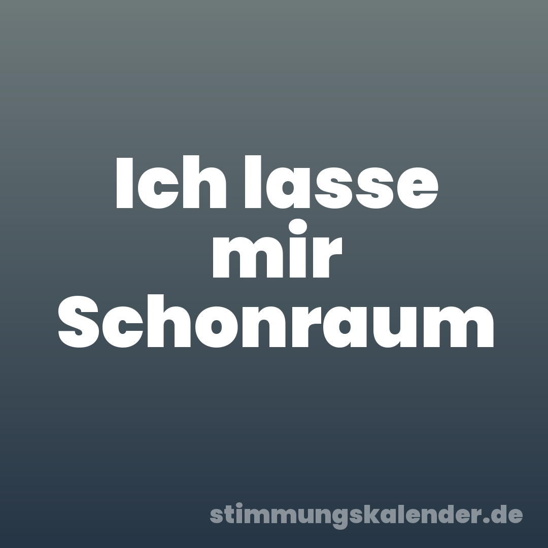 Ich lasse mir Schonraum