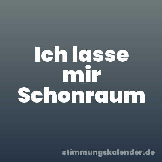 Ich lasse mir Schonraum