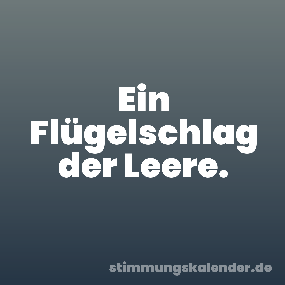 Ein Flügelschlag der Leere.